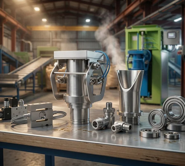 R.S. Enterprises genuine precision engineered spare parts, stainless filling spouts and load-cell assemblies