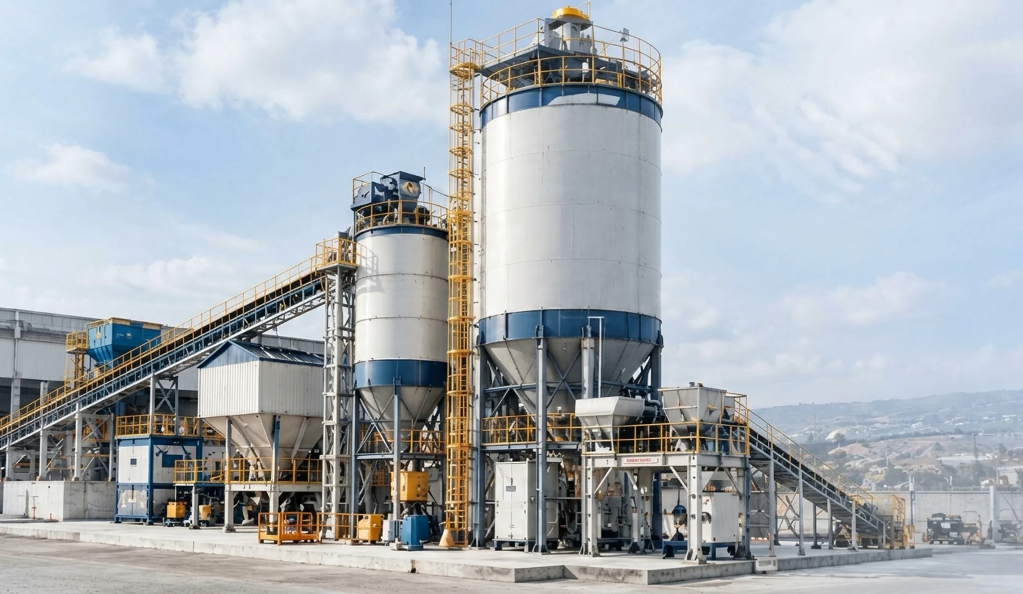 R.S. Enterprises complete turnkey drymix and cement packing plant with multi-silo integration and bucket elevators